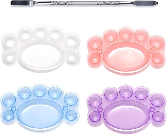 5Pcs ABS Makep Palette Nail Painting Palette with Stainless Steel Stirring Rod Nail Tool Set, Nail Art Polish Painting Mixed Color Palette-Velvo Beauty