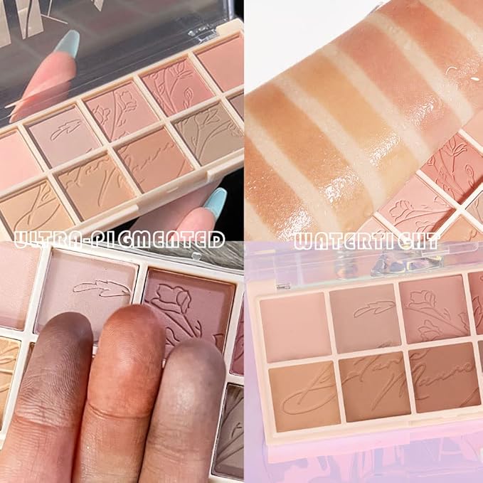 evpct 10 Colors Matte Nude Eye Shadow Palette Makeup for Older Women, Nude Brown Pink Cocoa Taupe Mauve Neutral Matte Cream Smokey Mini Eyeshadow Palette for Blue Green Eyes, Contour Makeup Palettes 6-Velvo Beauty