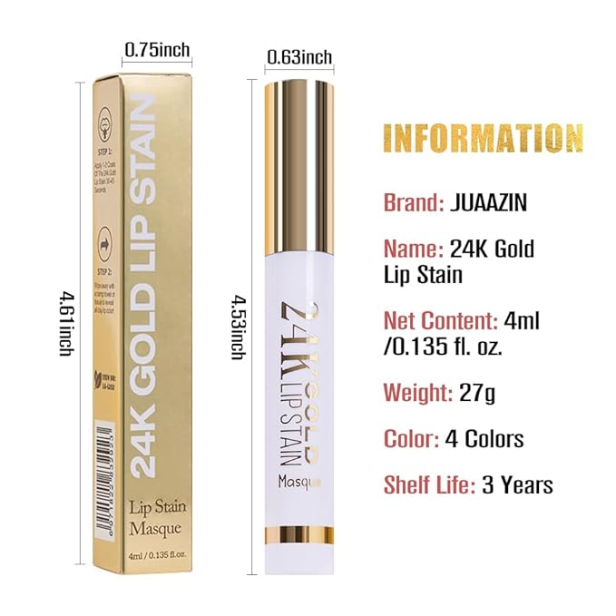 2025 New 24K Gold Liquid Lip Gloss Peel Off Lip Stain Tattoo with Tweezer, Brownish Red Lips Stain Peel Off Masque, Long Lasting Waterproof Lip Tint Stain,Transfer-proof for All Skin Types 02#-Velvo Beauty