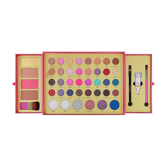 Profusion Cosmetics Sweet Holiday Festive Glam 46 Piece Eye and Face Essentials for Holiday Sparkle, Ultimate Holiday Glam Set With Highlighter, Blush, Contour, and More-Velvo Beauty
