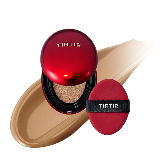 [*Mini Size*] TIRTIR Mask Fit Red Cushion Foundation | Full coverage, Weightless, Skin fit, Satin Glow Finish, Korean Makeup BB Foundation, beauty, Tattoo cover up, Buildable (#35N Walnut, 0.15 Fl Oz)-Velvo Beauty