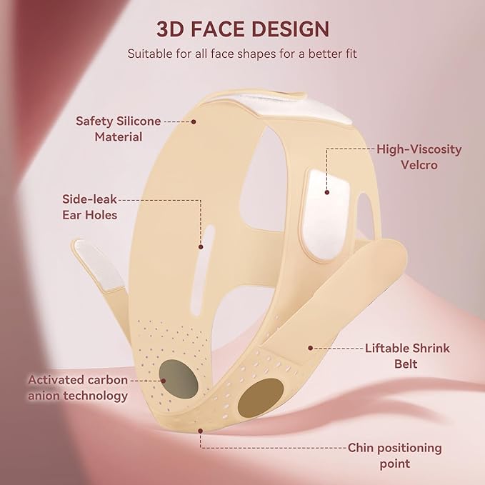 JUSRON V-Line Mask Chin Up Mask Face Strap, Soft Silicone Chin Strap V Shaped Face Mask, Jaw Exerciser 23-27 Inches (Neon Purple)-Velvo Beauty