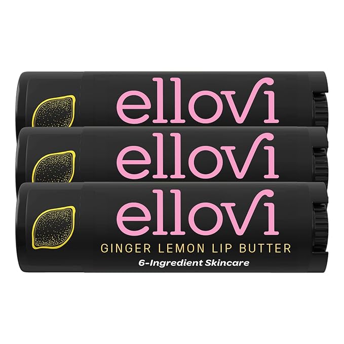 Natural Lip Butter Lip Balm - Ginger Lemon - Pure Enough to Eat - Made With Just 6 Vegan Ingredients - 100% Natural & Organic Moisturizing Lip Care for All Day Hydration (3-Pack)-Velvo Beauty