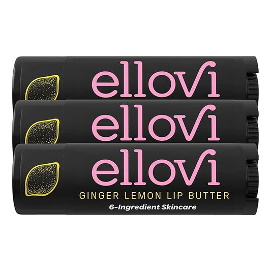 Natural Lip Butter Lip Balm - Ginger Lemon - Pure Enough to Eat - Made With Just 6 Vegan Ingredients - 100% Natural & Organic Moisturizing Lip Care for All Day Hydration (3-Pack)-Velvo Beauty