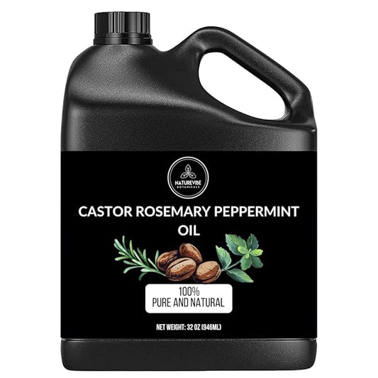 Naturevibe Botanicals Castor with Rosemary and Peppermint Oil 32 Ounces | 100% Pure and Natural | Great for Skin Care and Hair Care-Velvo Beauty