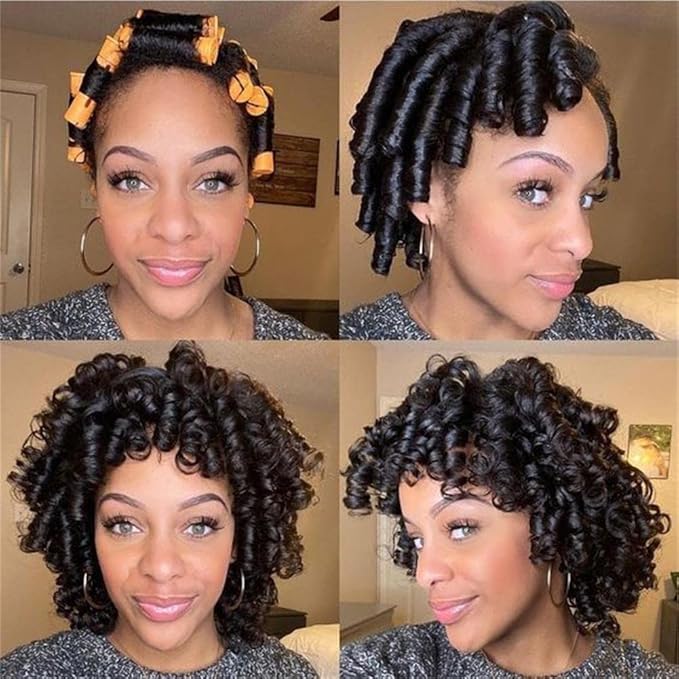 60pcs Perm Rods Set for Natural Hair Cold Wave Rods Hair Rollers for Women's Long Medium short Hair Curler Styling DIY Hairdressing Tools（Orange）-Velvo Beauty