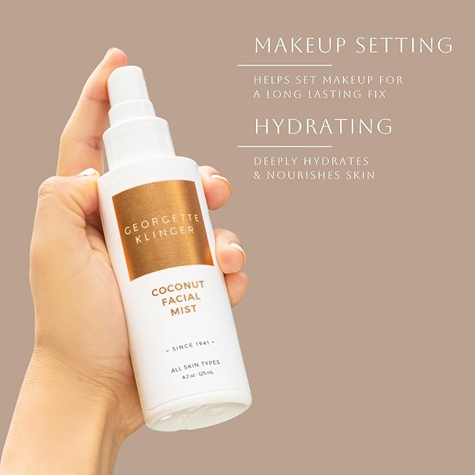 Georgette Klinger Coconut Facial Mist - Hydrating, Long-Lasting Makeup Setting Spray with Moisturizing Antioxidants for Dewy Matte Face, Protects and Plumps Dehydrated Skin - 4.2 oz-Velvo Beauty