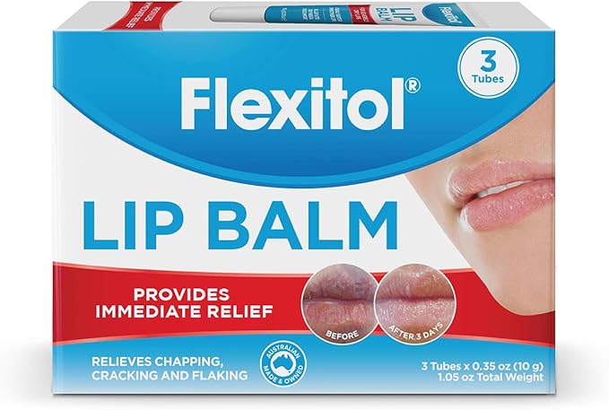 Flexitol Lip Balm, 0.35 Ounce Tube, Cream White, 3 Count (Pack of 1)-Velvo Beauty