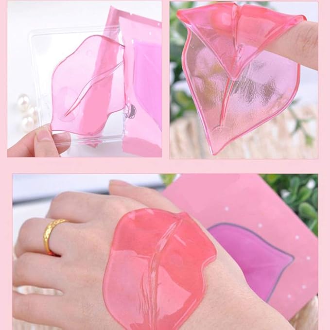 Lip Masks Sheet Moisturizing Crystal Collagen Pink Under Eye Mask Gel Anti-Aging Eye Patches Dark Circle Remover 30 Packs with Box,Pink-Velvo Beauty