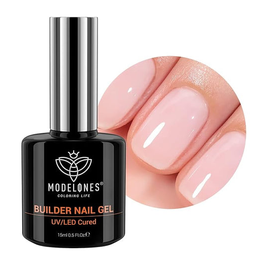 modelones Builder Nail Gel, 8-in-One Cover Nude Builder, LED Lamp Cured Thickening Apex Building Strengthener Extension Rubber Color Base Gel Polish Glue in a Bottle for Home DIY Salon Girls-Velvo Beauty