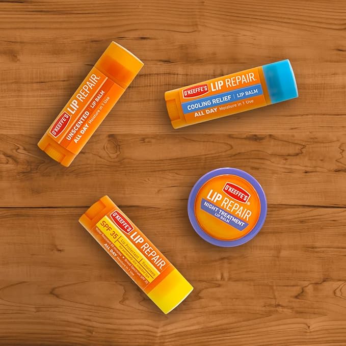 O'Keeffe's Unscented Lip Repair Lip Balm for Dry, Cracked Lips, Stick, (Pack of 3)-Velvo Beauty