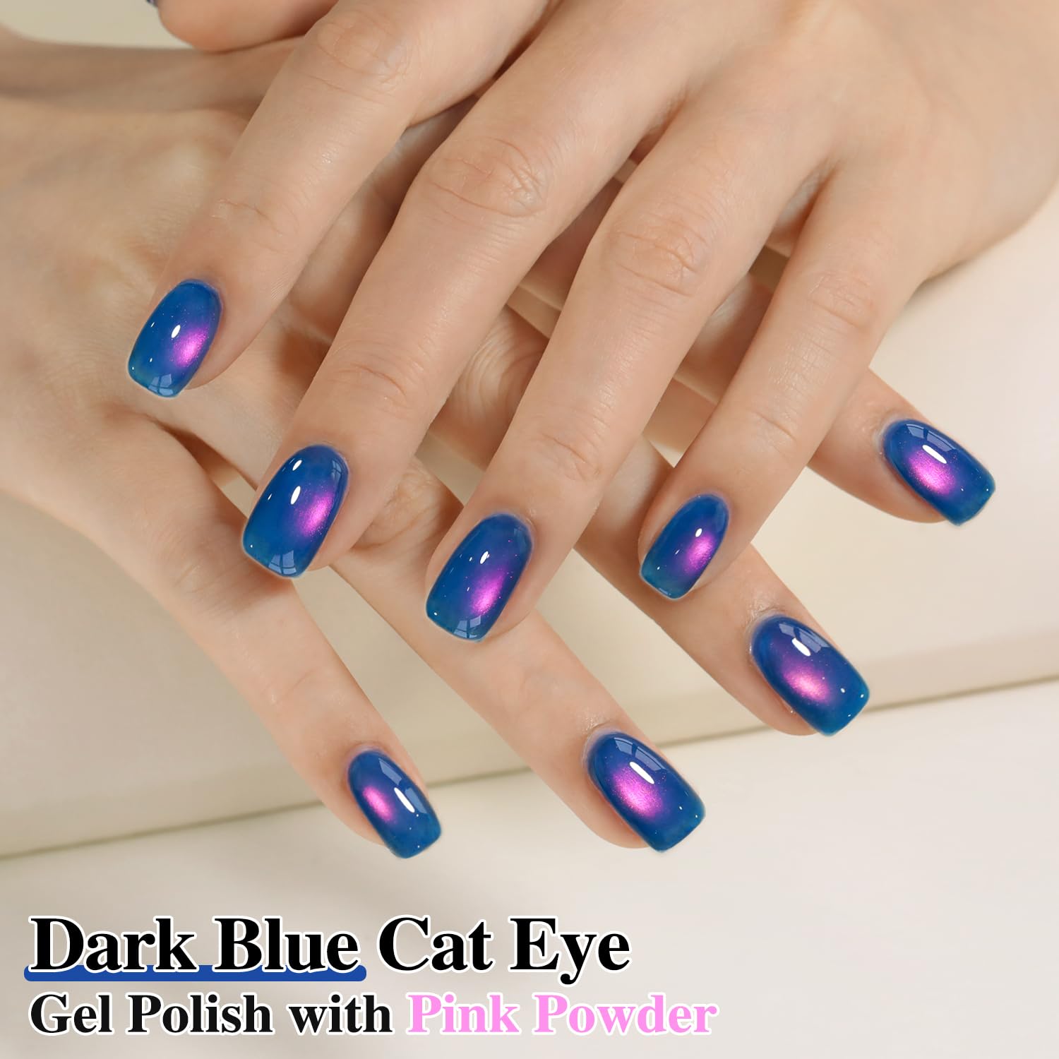 Double Rhythm Jelly Glass Cat Eye Gel Polish with Magnet 15ML Holographic Glitter Shimmer Translucent Sheer Color Magnetic Nail Polish Salon DIY at Home (Navy Blue-MC1264)-Velvo Beauty