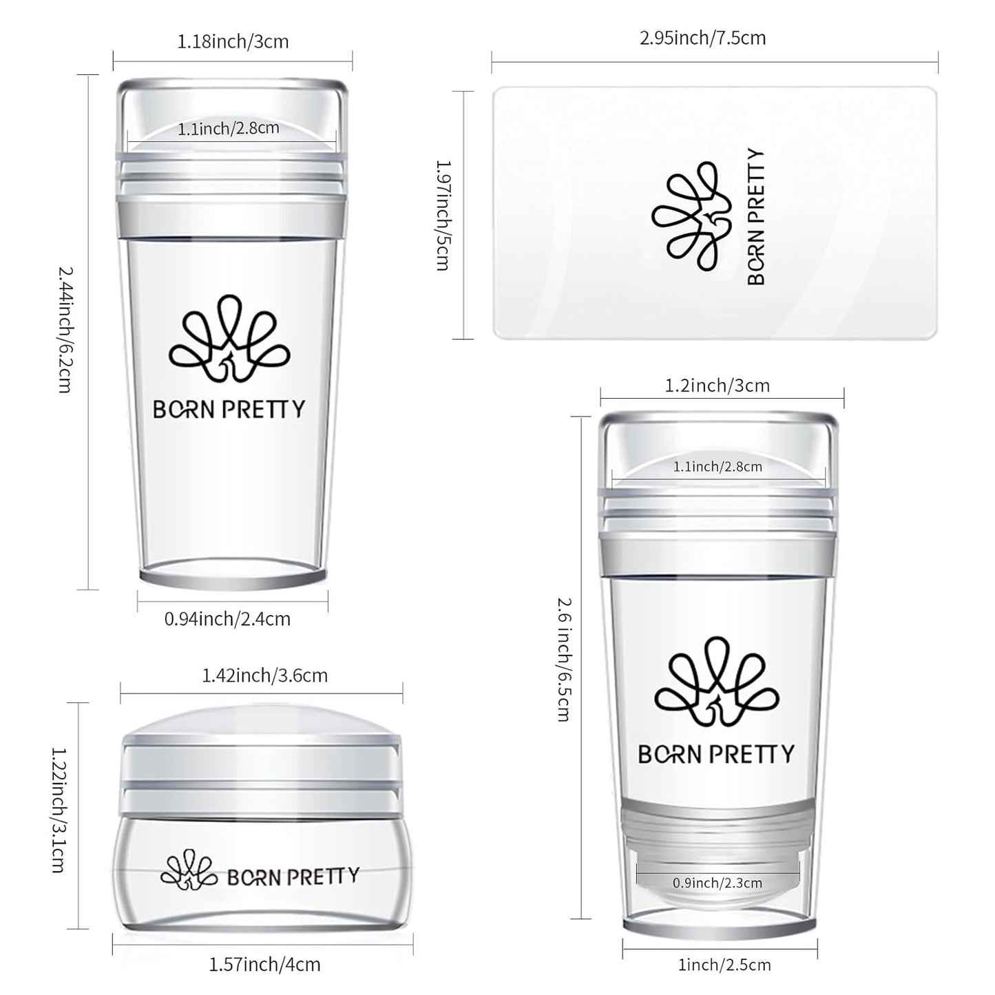 Born Pretty French Tip Nail Stamp, 6PCS Art Stamper With Scrapers, Silicone Stamping Long & Short Jelly Stamper Kit for French Manicure Home DIY Art Salon-Velvo Beauty