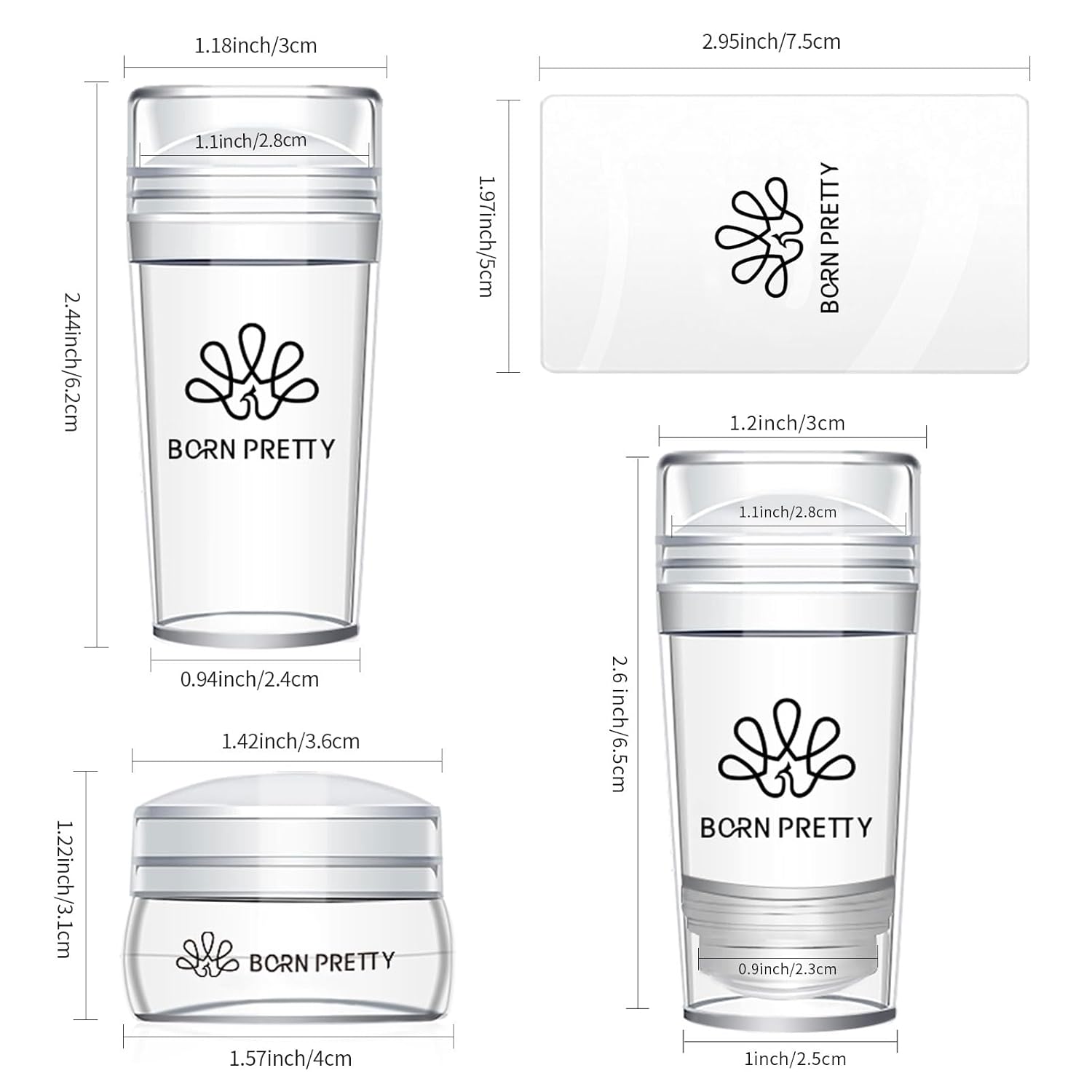 Born Pretty French Tip Nail Stamp, 6PCS Art Stamper With Scrapers, Silicone Stamping Long & Short Jelly Stamper Kit for French Manicure Home DIY Art Salon-Velvo Beauty