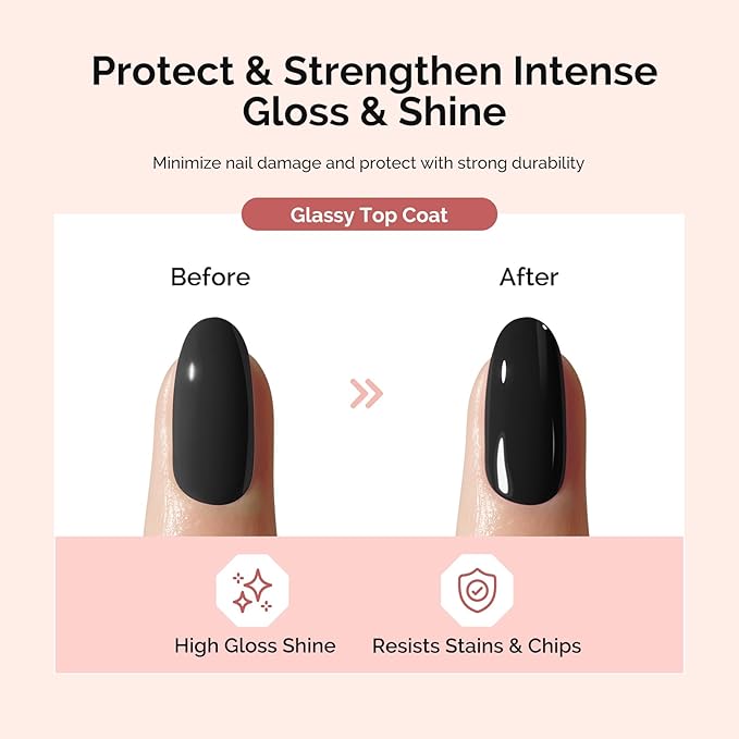 MelodySusie No Wipe Glossy Top Coat Long Lasting Shine Finish Soak Off UV LED Nail Lamp Nail Polish Art Design Manicure Kit Perfect Gifts for Women Girls 1 Pcs 15ml Clear-Velvo Beauty