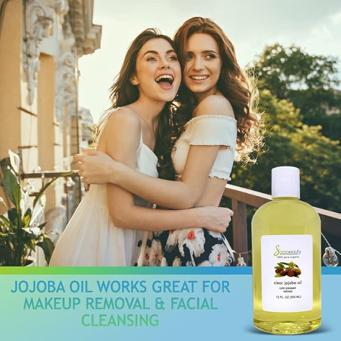 Soapeauty Clear Jojoba Oil | 100% Pure & Natural | Refined, Cold Pressed, Hexane Free | Moisturizing Oil for Skin, Face, Hair & Nails | 12 fl oz-Velvo Beauty