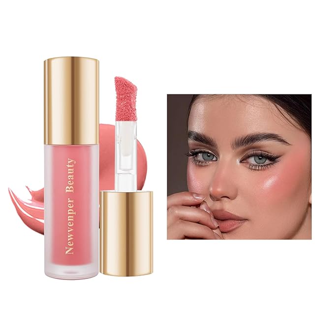 Face Blush with Brush Liquid Blush for Cheeks Long Lasting & Smooth Creamy Formula Lightweight Blush Stick Blush Wand Crystal Pink-Velvo Beauty