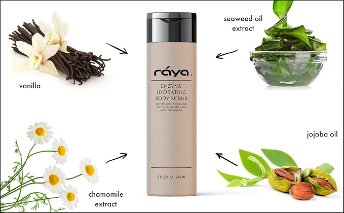 RAYA Enzyme Hydrating Body Scrub 8 oz Orange Vanilla Scent (S-104) | Gentle and Exfoliating Body Scrub | Made with Seaweed, Jojoba Beads, and Fruit Enzymes-Velvo Beauty