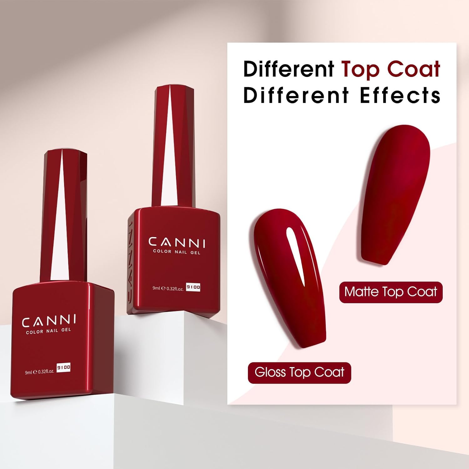 CANNI Red Gel Polish, 1Pcs Deep Dark Red Color Nail Polish Gel High Gloss Soak Off UV French Nail Manicure Salon DIY-Velvo Beauty