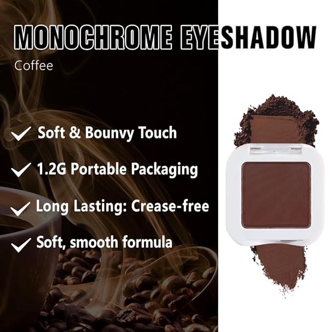 evpct Dark Brown Matte Eyeshadow Singles, Coffee Mocha Cocoa Chocolate Brown Cream Single Matte Eye Shadow Palette Makeup for Older Women, High Pigment Waterproof Monochrome Mini Eyeshadow Palette-Velvo Beauty
