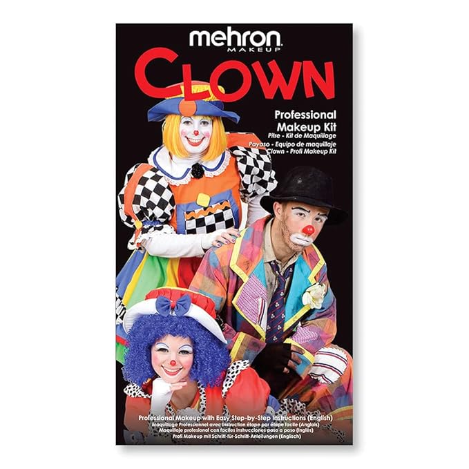 Mehron Makeup Premium Character Kits| Makeup Kits for Halloween & Cosplay| Made in the USA | Complete Makeup Kit | Includes all Makeup, Tools, & Instructions on How to Create the Look | (Clown)-Velvo Beauty