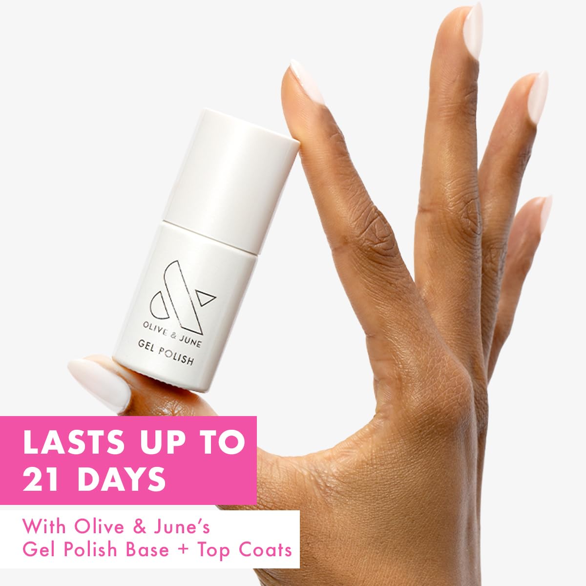 Olive & June Gel Polish | UV LED Nail Lamp Needed | Long Lasting Formula | Up to 21 Days of Wear | Damage-Free Removal | Salon-Quality Manicure, Pedicure at Home | Atlas | Pearly White-Velvo Beauty