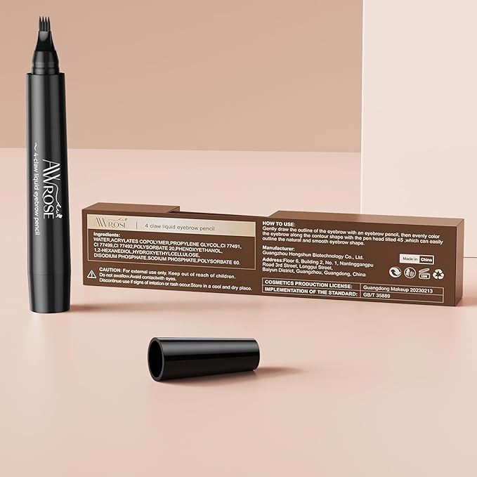 AWROSE Eyebrow Pencil, 3D Waterproof Microblading Eyebrow Pen 4 Fork Tip Tattoo Pencil, Precise Natural Brow Magic Eyebrow Pencil with Hair Like Strokes, 4 Points Multi-Used Eye Brow Pencils for Women-Velvo Beauty