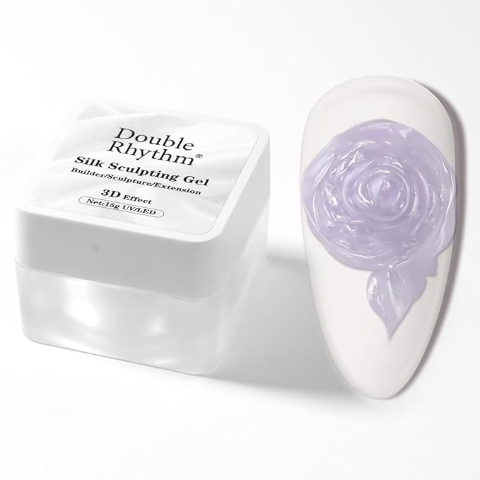Double Rhythm 3D Nail Gel Pearl Solid Sculpting for Nail Art Non-Sticky Hard for Building Carving Molding Extension Soak Off UV/LED Nail Art Salon Home DIY 0.5 Oz (Purple-Silk 05)-Velvo Beauty
