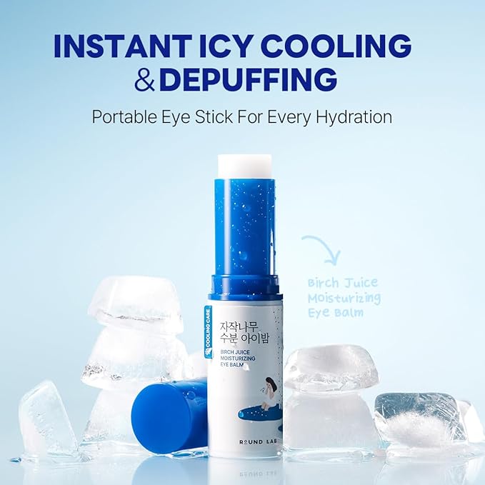 ROUND LAB Birch Juice Icy Cooling Eye Stick – Depuffing Glow Booster Balm for Puffy Eyes, Dark Circles, Fine Lines | On-the-Go Moisturizer | Korean Skincare | 0.35 oz-Velvo Beauty