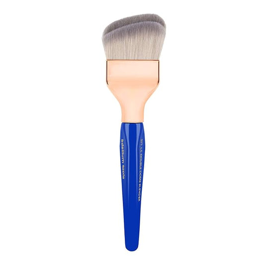 Bdellium Tools Professional Makeup Brush - Golden Triangle 971 Large Slanted Double Dome Blender - With All Vegan and Soft Synthetic Fibers, For Foundation Application & Blending (Blue, 1pc)-Velvo Beauty