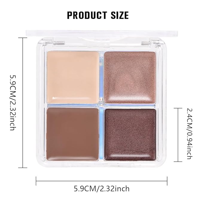 Cream Eyeshadow Quad, Nude Brown Matte Shimmer Eyeshadow Palette Makeup, Neutral Eye Shadow Palette for Older Women Pigmented Waterproof, sombras para ojos, 03-Velvo Beauty