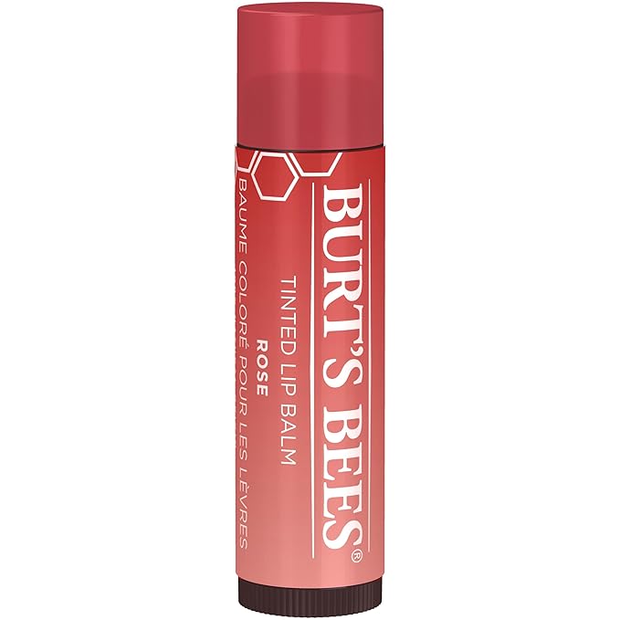 Burt's Bees Lip Tint Balm with Long Lasting 2 in 1 Duo Tinted Balm Formula, Color Infused with Deeply Hydrating Shea Butter for a Natural Looking Buildable Finish, Petal Rose (2-Pack)-Velvo Beauty