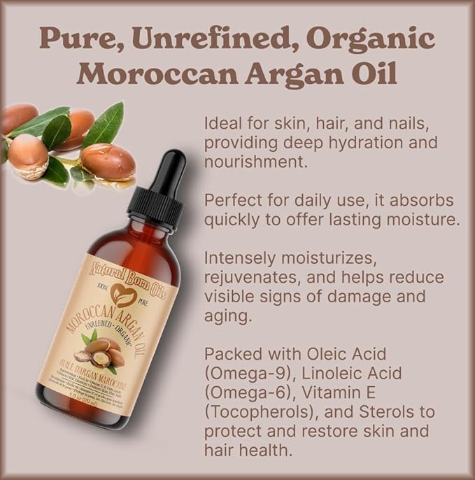 8oz Moroccan Argan Oil, 100% Pure and Natural, Cold-pressed, Organic – Works Magic on Your Skin and Hair - Includes Pump & Flip Cap-Velvo Beauty