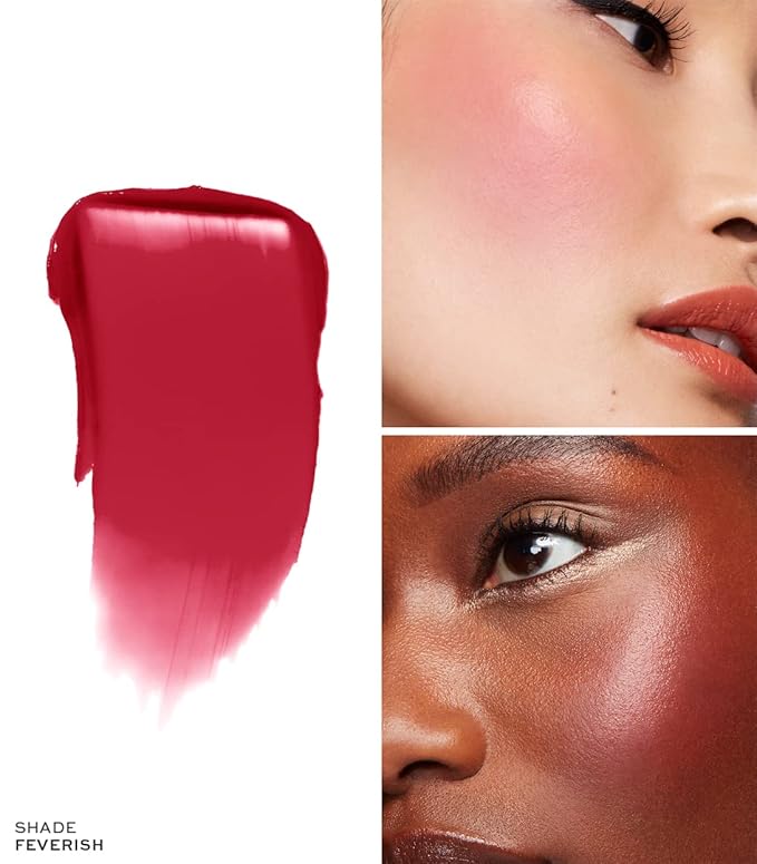 MAKE Beauty Heat Stroke Cream Blush Stick for Cheeks with Natural Hydrating Dewy Finish. Creamy Gel Blush Balm - Shade Feverish, Classic Red Cheek Tint-Velvo Beauty