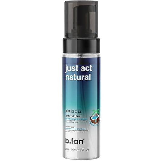 b.tan Clear Self Tanner Bronzing Water Foam | Just Act Natural - Best 1 Hour Express Sunless Tanning Mousse, Dark, Transfer-Free, Enriched With Coconut Water & Vitamin E, Face & Body, 6.7 Fl oz-Velvo Beauty
