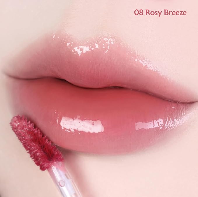 MILKTOUCH Jelly Fit Lip Tint (08 Rosy Breeze) with Cooling Plumping Effect and Water-Based Non-Sticky Texture | Long Lasting Korean Beauty Lipstain Tinted Gloss Oil Brown K Makeup-Velvo Beauty