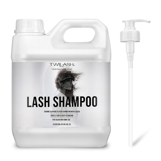 Lash Shampoo Bulk, Eyelash Cleanser for Extensions 2 Liters, Dispenser Pump, Non-irritating or Burning Eyelid Foaming Cleanser for Professional Salon and Home Use (Classic Charm-2L)-Velvo Beauty