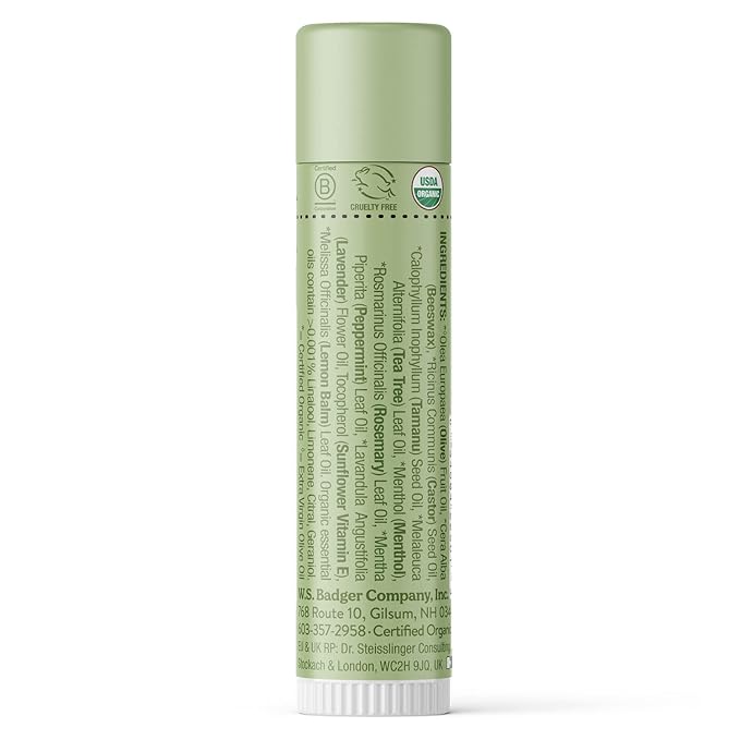 Badger - Herbal Lip Balm, Tea Tree & Lemon, Certified Organic Lip Balm, Fair Trade, Herbal Lip Care, 0.15 oz (4 Pack)-Velvo Beauty