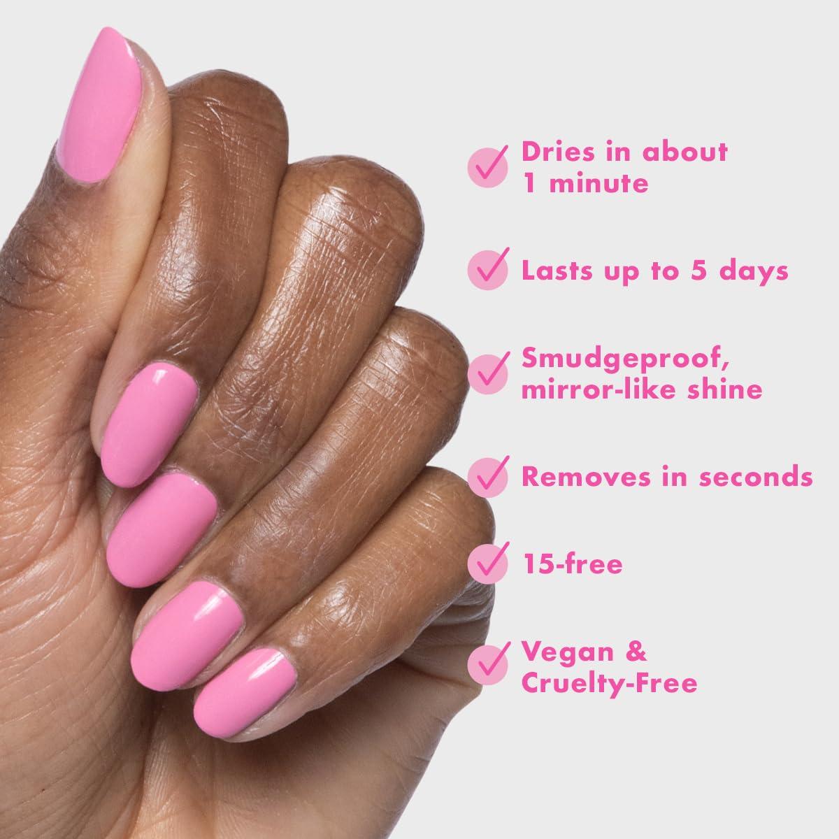 Olive & June Quick Dry Nail Polish | Instant, Fast-Drying, Smudgeproof Color | 15-free, Vegan, Cruelty-Free Formula | Lasts up to 5 Days | Salon-Quality Manicure, Pedicure at Home | Taffy Bright Pink-Velvo Beauty