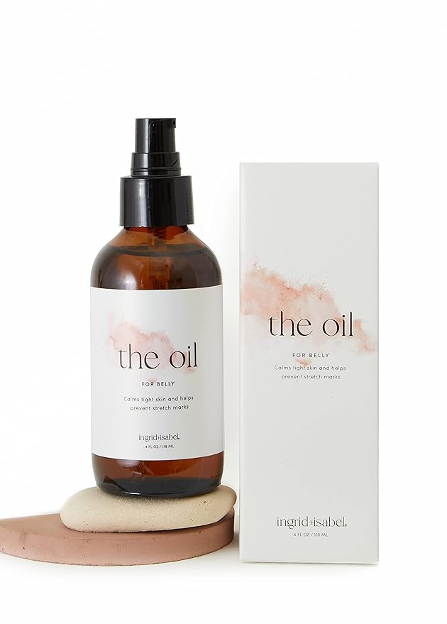 Ingrid & Isabel, The Oil, Organic Belly & Body Oil, Prevents Stretch Marks & Scars, Maternity & Pregnancy Skincare, 4 Fl Oz-Velvo Beauty