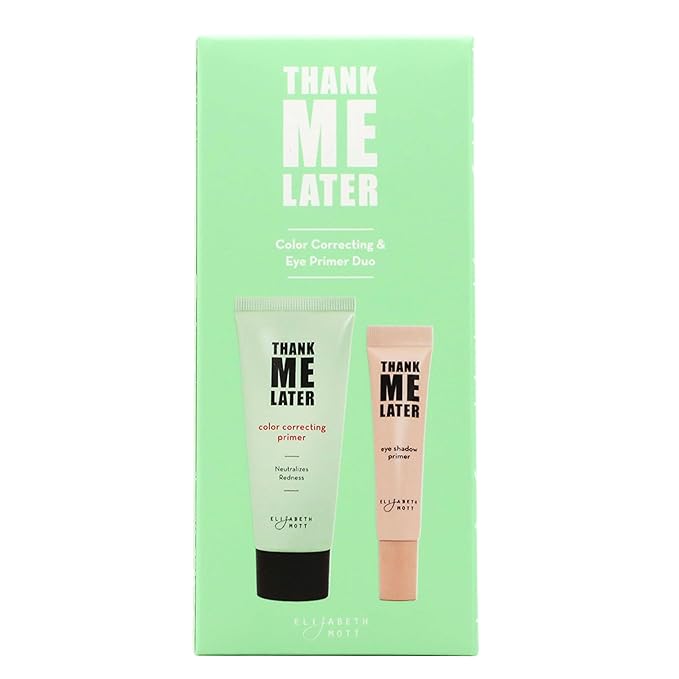 Elizabeth Mott Thank Me Later Color Correcting & Eye Primer Duo – Face Primer with Niacinamide for Redness Control & Smooth Makeup Base – Eye Primer for Long-Lasting, Crease-Free Eyeshadow – 30g + 10g-Velvo Beauty