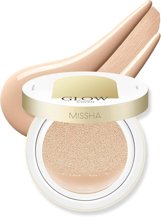 MISSHA Glow Cushion No.21 Light Beige for Bright Skin Radiant & Moisturizing Skin with Buildable Coverage-Velvo Beauty