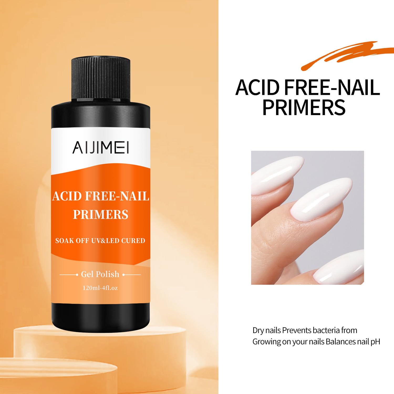 AIJIMEI Nail Primer for Gel Polish Nail Primer for Stronger Nails, Nail Care Compatible with All Polishes Nail Art Enhance Adhesion and Extend Gel Manicure Wear4 Fl Oz-Velvo Beauty