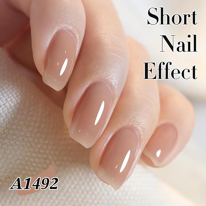 Double Rhythm Translucent Gel Polish Sheer Neutral Natural Light Milky Same Color Same Bottle 15ML Jelly UV Polish Nail Art DIY at Home (Jelly Nude Brown-A1492)-Velvo Beauty