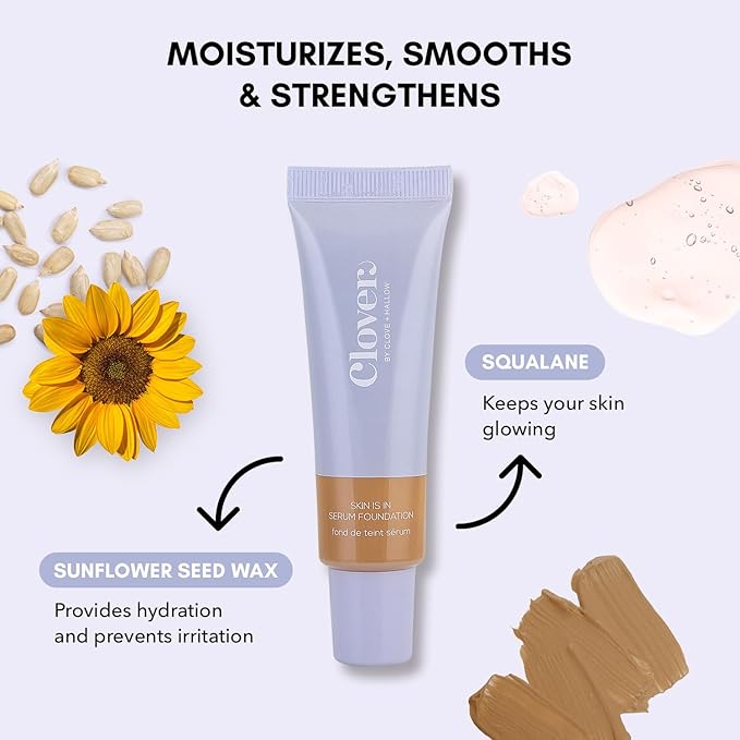 Clover Skin Is In Serum Foundation | Hydrating Face Serum, Lightweight Foundation, Cruelty-Free & Vegan | With Squalane And Sunflower Seed Wax | 30 ml - Shade 07 (Medium)-Velvo Beauty