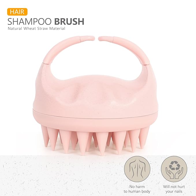 Sndyi Scalp Massager Shampoo Brush, Scalp Scrubber with Soft Silicone Bristles, Scalp Exfoliator for Dandruff Removal, Scalp Massager for Hair Growth, Wet Dry Hair Brush for Scalp Care, Pink-Velvo Beauty