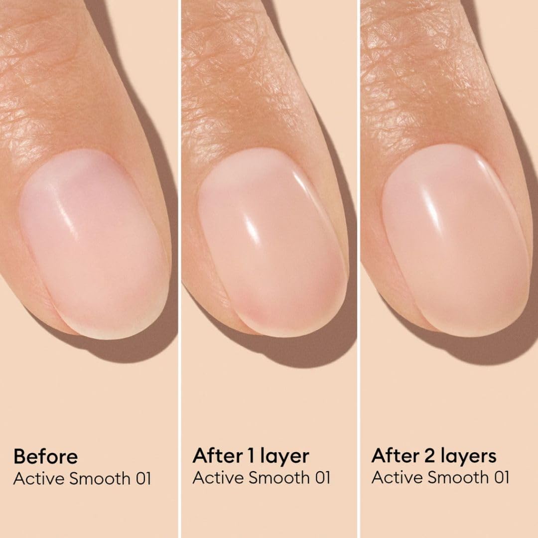 Manucurist Active Smooth 01 Nail Concealer Polish & Care - 2 in 1 Nude Nail Polish : Nail Strengthener and Growth - No Lamp - Nail Concealer - Ridge Filler for Nails - Beige Finish-Velvo Beauty