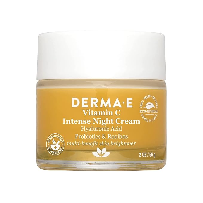 DERMA-E Vitamin C Intense Night Cream – Brightening and Hydrating Facial Skin Renewing Cream – Anti-Aging Overnight Facial Moisturizer, 2 oz-Velvo Beauty