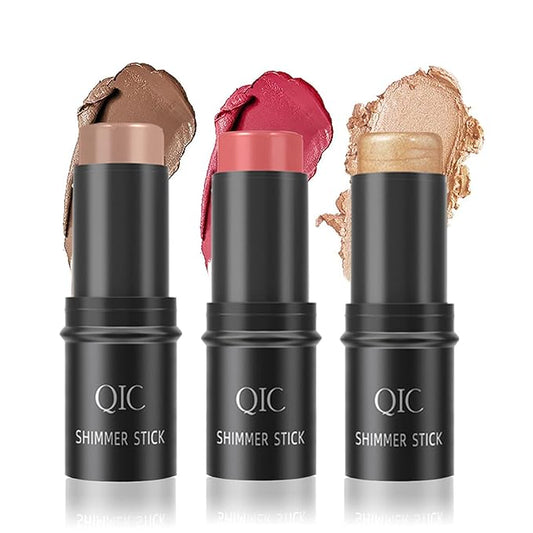 Face Sticks Trio, Blush Stick, Contour Stick, Highlighter Makeup Stick, Cream Blush Stick for Cheeks, Eyes and Lips, Facial Repair Bronzer Shading Stick, Smooth Shimmer Face Highlighter Wand-Velvo Beauty