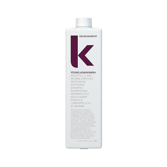 KEVIN.MURPHY YOUNG.AGAIN.WASH - Moisturising Shampoo - For Dry, Damaged & Brittle Hair - Hair Repair & Hydration - Amino Acids & Lotus Flower Extract - Sulphate & Paraben Free - 1 L / 33.8 fl oz-Velvo Beauty